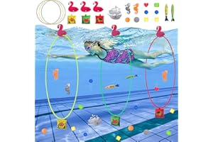 Ctxtqtdt 22 Pièces Cerceau Piscine pour Jeux de Piscine Enfant, Jouet Piscine Enfant, Anneaux et Jouets de Plongée pour Jeu de Piscine pour Enfants (A)