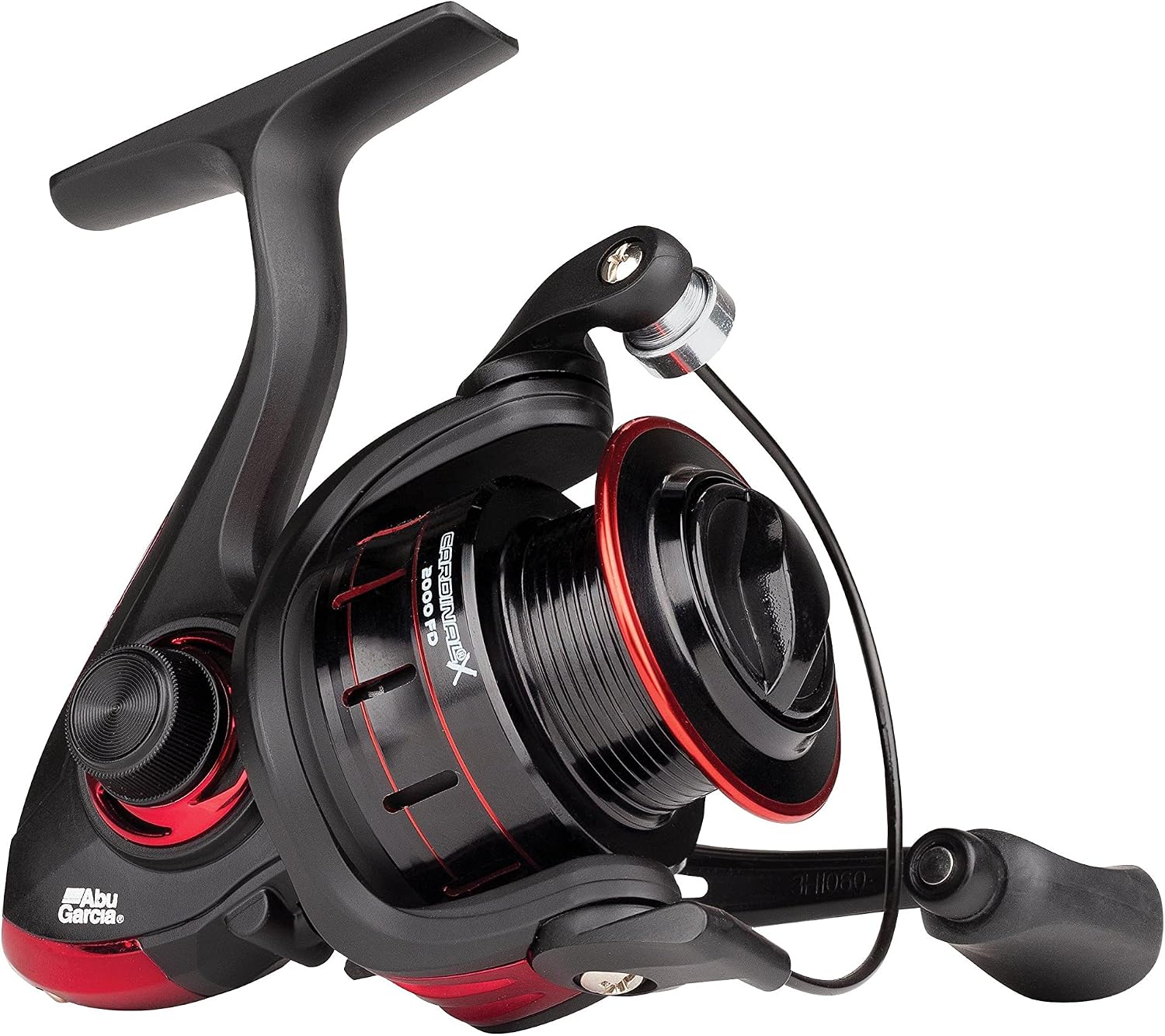 Abu Garcia Cardinal X - Carrete Giratorio Completo, Carrete de Agua Dulce para Pesca de señuelo depredador, Trucha, Perca, Lucio, salmón, Robusto y Ligero, Aluminio Negro y Rojo, Varios tamaños