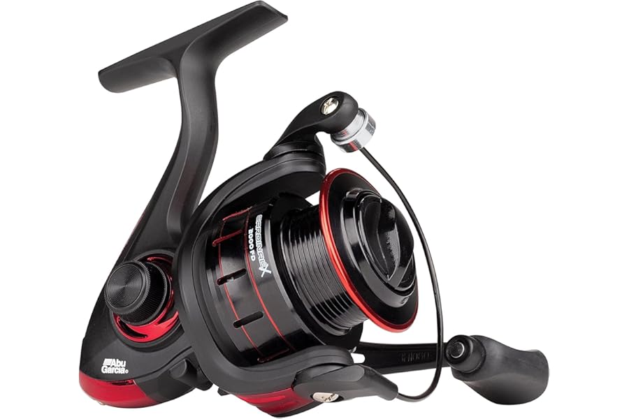 Abu Garcia Cardinal X Allround Spinning Reel, Fishing Free Spool Freshwater Reel for Predator Lure Fishing - Trout, Perch, Pike, Salmon, Robust and lightweight, Black and Red Aluminium Multiple Sizes