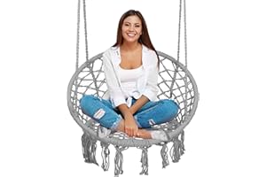 ‎SOFOTEL Fotel wiszący szary huśtawka ogrodowa BOHO z poduszką Sofotel