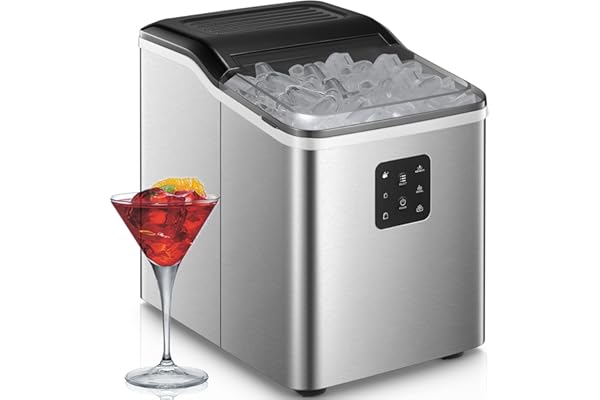 Machine à Glaçons Acier Inoxydable, Autonettoyante, 2 Tailles de Glaçons, 14kg en 24h, 9 Glaçons en 6 Minutes, Écran LCD et Réservoir d'Eau de 2L, Capteur IR, Cuillère à Glaçons et Panier, NORTHCLAN