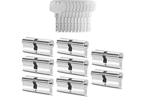 GERCAR 8 cilindros de cerradura con cierre uniforme, 8 cilindros de perfil 30/30, incluye 40 llaves de 60 mm, cerradura de doble cilindro, juego de 8 unidades, longitud: 60 mm, A: 30 B: 30