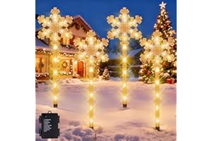 SUNSHINE SMILE LED Gartenstecker 4er Set,Acryl Weihnachtsbeleuchtung Außen,Garten Deko Beleuchtung,LED Gartenstecker Weihnachten,Weihnachtsdeko Outdoor,Wasserdicht Batterie Gartenleuchte,Garten Lichterkette Außen