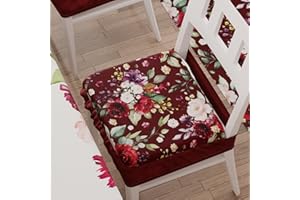 PETTI Artigiani Italiani - Cuscini per Sedia Cucina con Elastico da 6 Pezzi, Copricuscini Sedia in Microfibra con Elastico, Cuscini Coprisedia con Molla Disegno Floreale-07 Bordeaux 100% Made in Italy