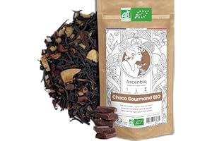 Ascenbio ✿ Thé Noir Choco Gourmand BIO ✿ Saveur Chocolat Amandes ✿ 180g vrac ✿ Préparé et conditionné en France ✿ Emballage biodégradable