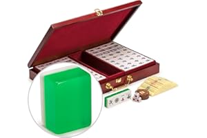 YELLOW MOUNTAIN IMPORTS Chinese Mahjong Set w/ Translucent Green Tiles - ''Emerald'' - Standard