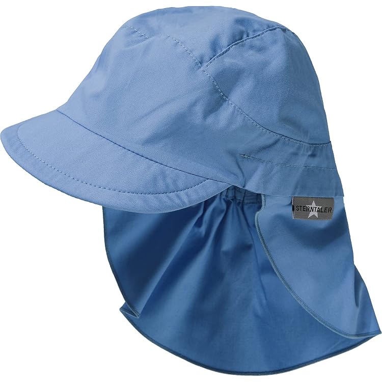 Sterntaler Schirmmütze Mit Nackenschutz UV 50+ – Baby-Kindermütze Aus Bio-Baumwolle, Größe 43, Samtblau