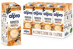 ALPRO BARISTA, bevanda alla MANDORLA, 100% vegetale, ideale con il caffè (8 confezioni x 1 Litro)