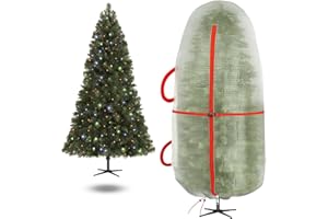 ‎VERONLY Christbaum-Aufbewahrungstasche, Aufrechte Robuste Abdeckhülle für 1,80-2,00 m künstlichen Weihnachtsbaum, Reißfeste wasserdichte staubdichte PE-Tasche mit verstärkten Tragegriffen(Weiß & Rot)