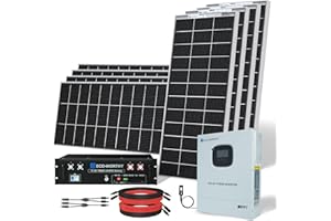 ECO-WORTHY 1600W 48V Solar Panel Kit MPPT Off-Grid System for Home,Shed,Workshop:51.2V 100AH LiFePO4 Server Rack Battery & 8pcs Bifacial 195W Solar Panel & Hybrid Inverter