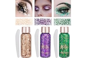 HTRUIYATY Glitter Olografico Brillantini Make Up Fiocchi Di Glitter Liquidi Per Corpo Viso Occhi Unghie Capelli Per Musica Festival Masquerade Halloween Party (Viene Fornito Con Un Cucchiaio)