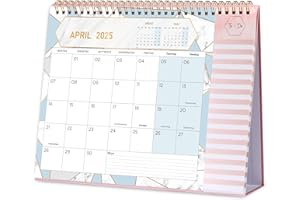 ARTFAN Calendrier de table 2025 2026-18 mois 2025 2026 - Calendrier de table de mars 2025 à août 2026 - Calendrier de table 2025 2026 - Avec liste de tâches - 26,7 x 21,8 x 7,8 cm - Rose