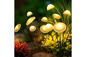 PATIOPIA Solar Lights Outdoor Garden Waterproof, Mushroom Solar Firefly Lights, Swaying Outdoor Light for Pathway, Yard, Patio Decoration (2 Pack,Warm White)