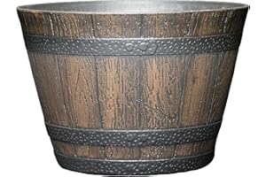 Classic Home & Garden Whiskey Barrel, Polypropelene/Resin, Walnut Brown, 9"