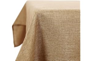 Deconovo Nappe Decoration Anti-Tâches carrée Effet Lin pour Cuisine 150x150 cm Brun