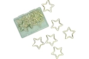 PAPIERDRACHEN 15 clips metálicos dorados para diarios y cuadernos - bonitos clips para la oficina en casa y la universidad - motivo estrella - set 1