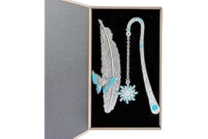 GENERIC Famweylami Marque-page Plume Fluorescent Cadeau Rat de Lecture Marque-page Métal Accessoire de Lecture Cadeau Set pour Noël, Anniversaire, Fête des Mères, Bookworm Soleil