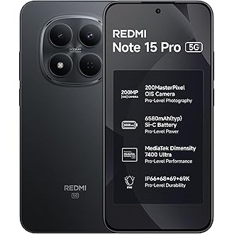 REDMI Note 15 Pro 5G (Carbon Black, 8GB+256GB) | 200MasterPixel OIS Camera | Dimensity 7400-Ultra | 17.3cm CrystalRes AMOLED Screen | IP66/68/69/69K |
