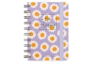 Legami - Agenda Giornaliera Spiralata Small, 12 Mesi, da Gennaio 2024 a Dicembre 2024, Planner pieghevole 2024/2025, Chiusura con Elastico, Taschina finale, Rubrica, 8,5x13 cm, Tema Daisy