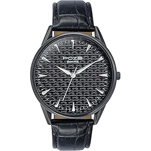 Sonata Poze Quartz Black Dial Black Leather Strap Analog Watch for Men-SP70047NL01W