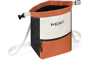 MoKo Chalk Bag for Rock Climbing, Large Capacity Climbing Chalk Bag with Magnetic Snap and Zipper Pocket, Portable Chalk Bucket for Weight Lifting, Bouldering, Gymnastics, Fitness