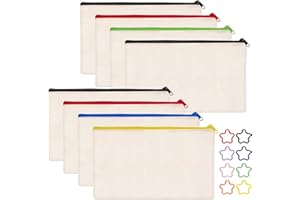 TOPBELIEF Bolsas De Maquillaje De Lona, 8 Piezas Bolsas De Lona Con Cremallera, Bolsas De Lona Para Lápices, Diy Bolsas De Tela Para Pintar, Bolso Cosmético De Lona Para La Escuela Oficina O Viajes 21 x 12 cm