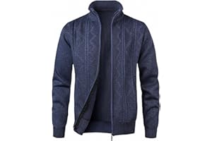 MeiLayM Uomo Autunno Inverno Cardigans Cerniera Intera Giacca Maglione Maglia Manica Lunga Cardigan Cappotto Invernale Foderato in Pile Caldo Maglione Cardigan Felpa Camicia Felpa