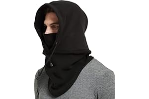 Novawo Winter Balaclavas Hat Thicken Fleece Ski Face Cover Neck Warmer Scarf Windproof Cap Black