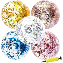 Gukasxi Lot de 5 balles gonflables à paillettes de 40 cm - Pour la plage, l' été