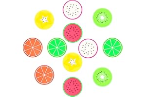 LUMOUS ROLA Fruit Coaster, Non Slip Silicone Heat Insulation Coasters, Colorful Cup Rubber Mat Funny Slice Silicone Coaster for Drink Prevent Furniture and Tabletop (Pack of 12)