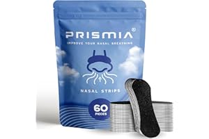 PRISMIA Pack 60 Tiras Nasales. Nose Strips Intake Breathing. Tiritas Abrir Fosas Nasales. Nasal Strips Deportivas para Correr. Cintas Respirar Mejor por la Nariz. Breathe Right. Antironquidos para Dormir.