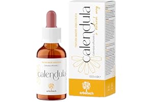 ‎ERBOTECH ERBOTECH, Calendula Urtinktur, Alkoholfreie Urtinktur-Tropfen zum Verdünnen in Wasser, Vegan, Nicht aus GVO-Pflanzen Gewonnen, Made in Italy, 100 ml