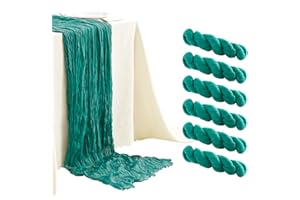 SRIZIAN 6 Stück Blaugrünes Käsetuch Tischläufer, 3 m breit, Gaze-Tischläufer, Boho-Tischläufer für Brautparty, Hochzeit, Geburtstag, Party, Tischdekoration