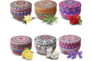 VETOUR Candles Gifts for Women Scented Candles Set Natural Soy Wax Aromatic Candles 6 Tins, 2.5oz Portable Travel Jar Candles for Air Cleaning Bath Yoga Stress Relief Gifts