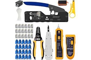 OKVNUO-TECH OKVNUO Comprobador de Cable de Red RJ45 Crimpado para Cat5 Pelador CAT6 Pelacables Alicates Network Tool Kits Red Profesional Mantenimiento LAN Tester Herramientas 4P/6P/8P(Naranja)