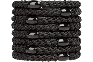 ‎J.CARP J.CARP 8Pcs Black Hair Ties for Women Girls, Elastics Hair Bands Ponytail Holders, No Damage No Crease Hair Elastics, Perfect for Girls and Women with Thick or Curly Hair