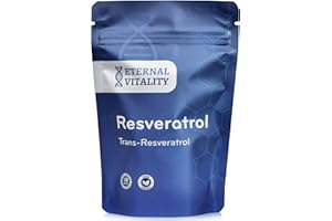‎ETERNAL VITALITY Eternal Vitality Premium Trans Resveratrol Pulver 150g (3x50g) | 98,7% zertifizierte Reinheit | Pro Beutel 100 Portionen a 500mg - Dosierlöffel enthalten | Kosteneffizient | Kraft der Natur