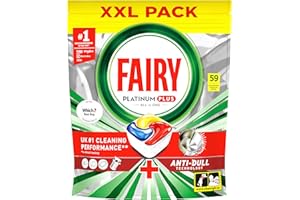 Fairy Platinum Plus Dishwasher Tablets – Bulk Pack, 59 Tablets, XXL Pack, Lemon