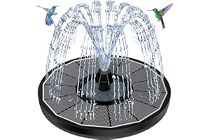YZERT Solar Springbrunnen mit 3.5W Glas Solarpanel, Solar Teichpumpe 2025 Upgrade, Runden Solarbrunnen mit 8 Düsen & 4 Fixe Rohre Solar Wasserpumpe Solar Schwimmender Fontäne Pumpe für Garten, Vogel-Bad