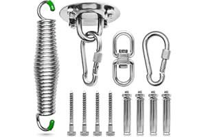 ersatzteilshop basics Juego de suspensión para silla colgante [17 piezas] – Soporte para saco de boxeo con certificación TÜV con capacidad de carga de 150 kg –Muelle hamaca giratorio 360°