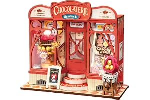 Rolife Miniatyrhus, söt chokladbutik, 98 delar, gör-det-själv-byggsats för ungdomar, inget lim behövs, dockhus, litet hus, 3D