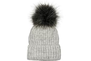 styleBREAKER Cuffia con Pompon Lavorato a Maglia Unisex con Fodera in Pile e Motivo Intrecciato, Berretto con Pompon in Pelliccia Sintetica Invernale, Made in Polen 04024171