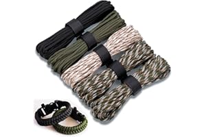 Hejo 5 Pcs Paracord Cords Rope, 50m/164ft Nylon Rope, Para Cord 550lb Breaking Strength for Outdoor Survival Rope, Camping (5×10m)