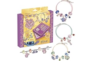 Lansay | Disney - STITCH – COFFRET BIJOUX ÉTINCELANTS | Kit Créatif Enfants avec Perles Brillantes, Charms Stitch & Angel et 4 Colliers à Personnaliser | Activité DIY et Cadeau Bijoux Dès 6 Ans