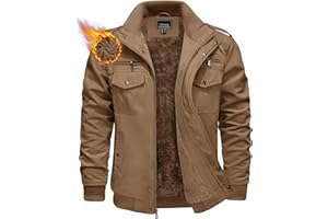 KEFITEVD Chaquetas de Invierno de Vellón para Hombre Chaqueta Militar Gruesa y Cálida Multibolsillos Cortaviento Chaqueta de Trabajo