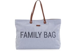 Childhome, Family Bag, Sac à Langer, Sac de Voyage/Week-end, Grande Contenance, Pochette incluse détachable, Jersey Gris