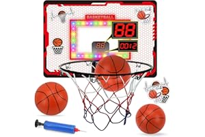 BananMelonBM Basketball Hoop Indoor, with LED Light/Scoreboard, Door Basketball Hoop Toys Gifts for 5 6 7 8 9 10 11 12 Year Old Boys Girls