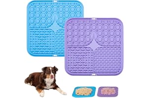 MIAYICAL Lot de 2 Tapis de Lécher Chien avec Ventouses, Soulage l'Anxiété, Gamelle Anti Glouton, Facile à Nettoyer, pour Bain et Toilettage, Améliore l’Hygiène Bucco-Dentaire, 15cm