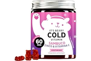 Bears with Benefits, Per il sistema immunitario - estratto di sambuco, zinco, vitamina C, miele sotto forma di orsetti gommosi per la stagione fredda - 60 pezzi per bambini e adulti -