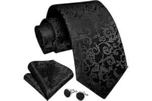 Enlision Cravate Homme Mariage Cravates Couleur Unie Ensemble Cravate et Pochette et Boutons de Manchette Set Motif Cachemire Floral Travail Cadeau Fete Cravates